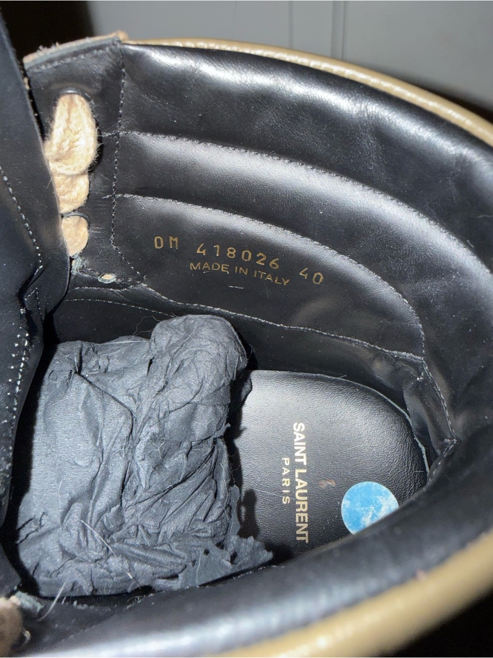 Saint Laurent High Top trainers in khaki and black SL/100H - Picture 5 of 5